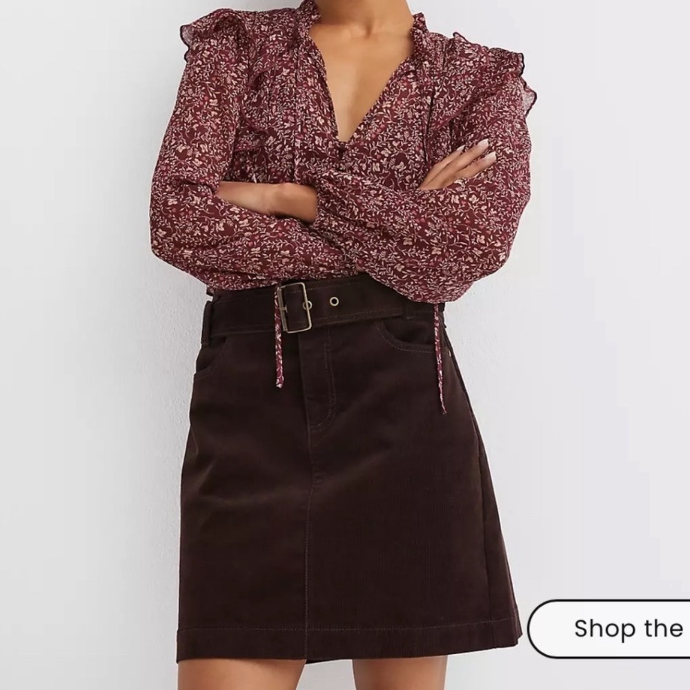 NWT LOFT Petite Brown Corduroy A-Line Mini Short Skirt‎ Size 6P back pockets - Picture 9 of 9